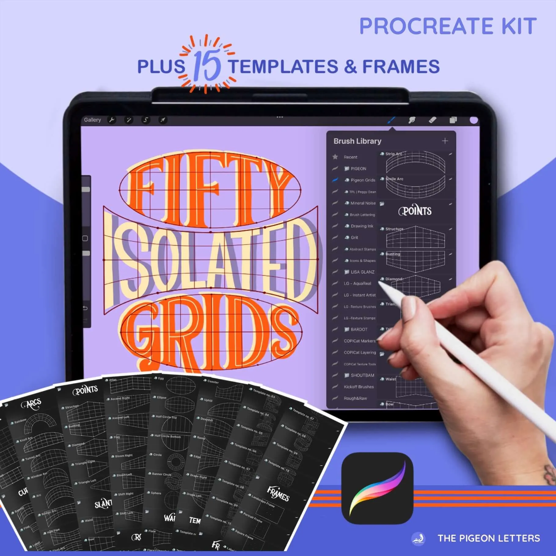 Pigeon Grids | Lettering Templates for Procreate