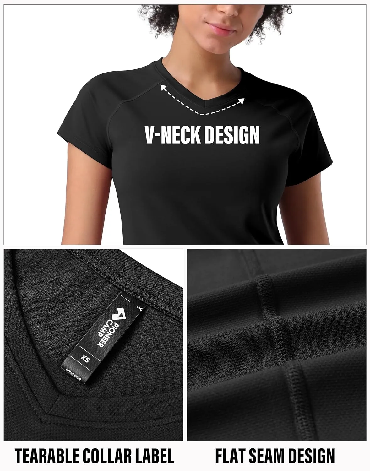 Pioneer Camp Women's Moisture Wicking T-Shirt Short Sleeve Quick Dry Shirts Gym Workout Athletic Running Tops Crew Neck Tees