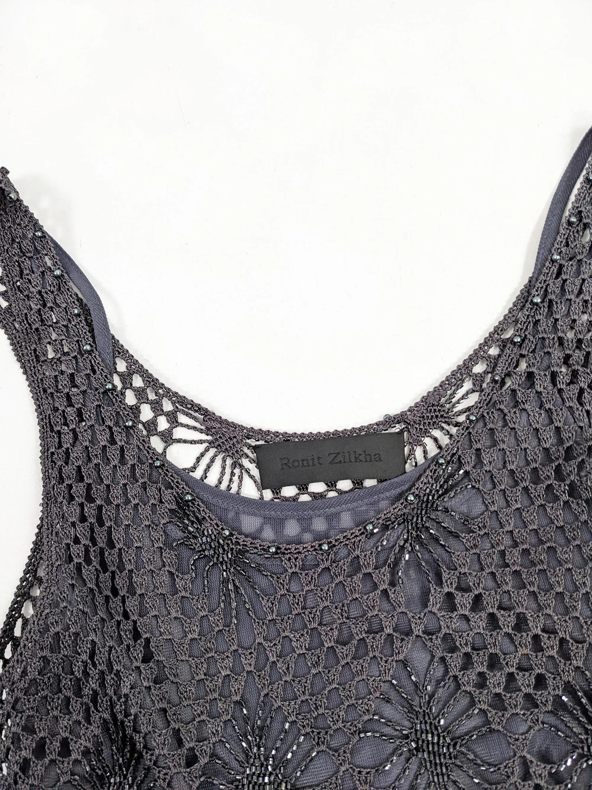 Ronit Zilkha Vintage y2k Beaded Crochet Top, 1990s