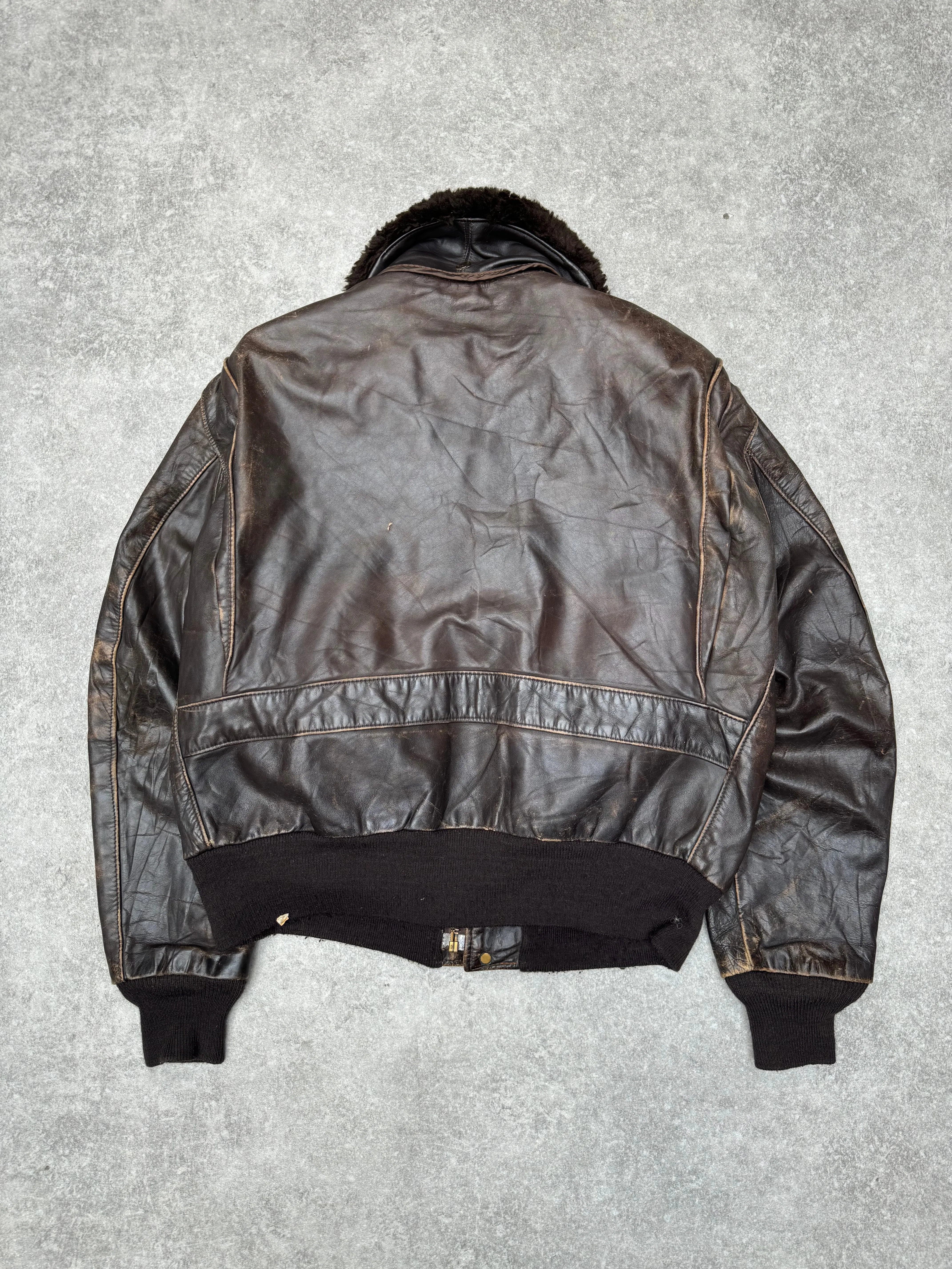 Schott NYC Dark Leather Aviator Jacket