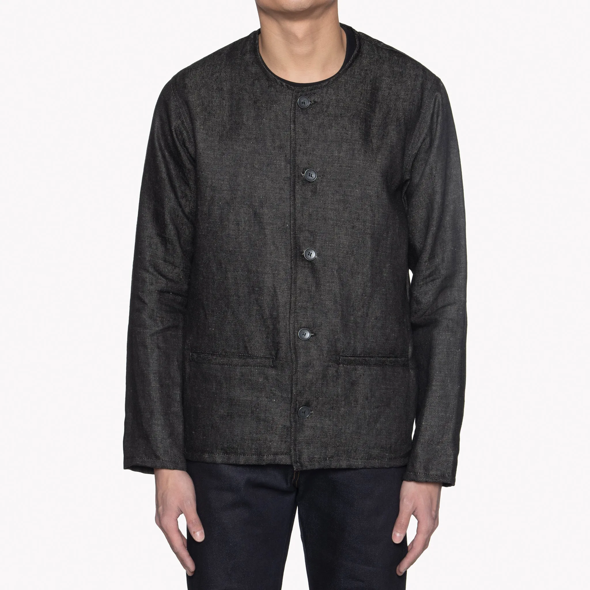 Smart Jacket - Raw Linen Denim  Black