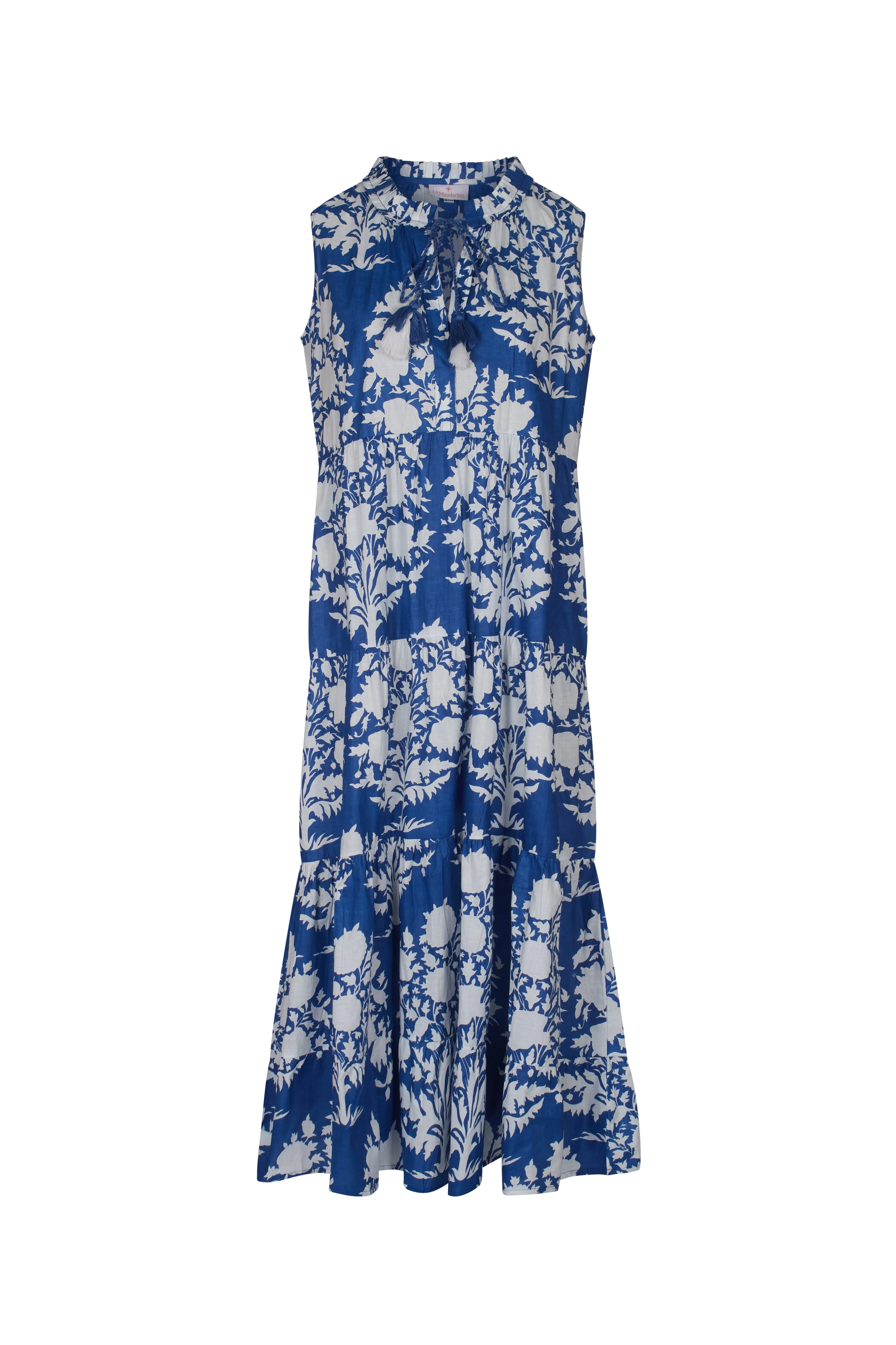 Summer maxi dress with pockets. Maxi dress, beach dress, blue and white ikat cotton Paloma