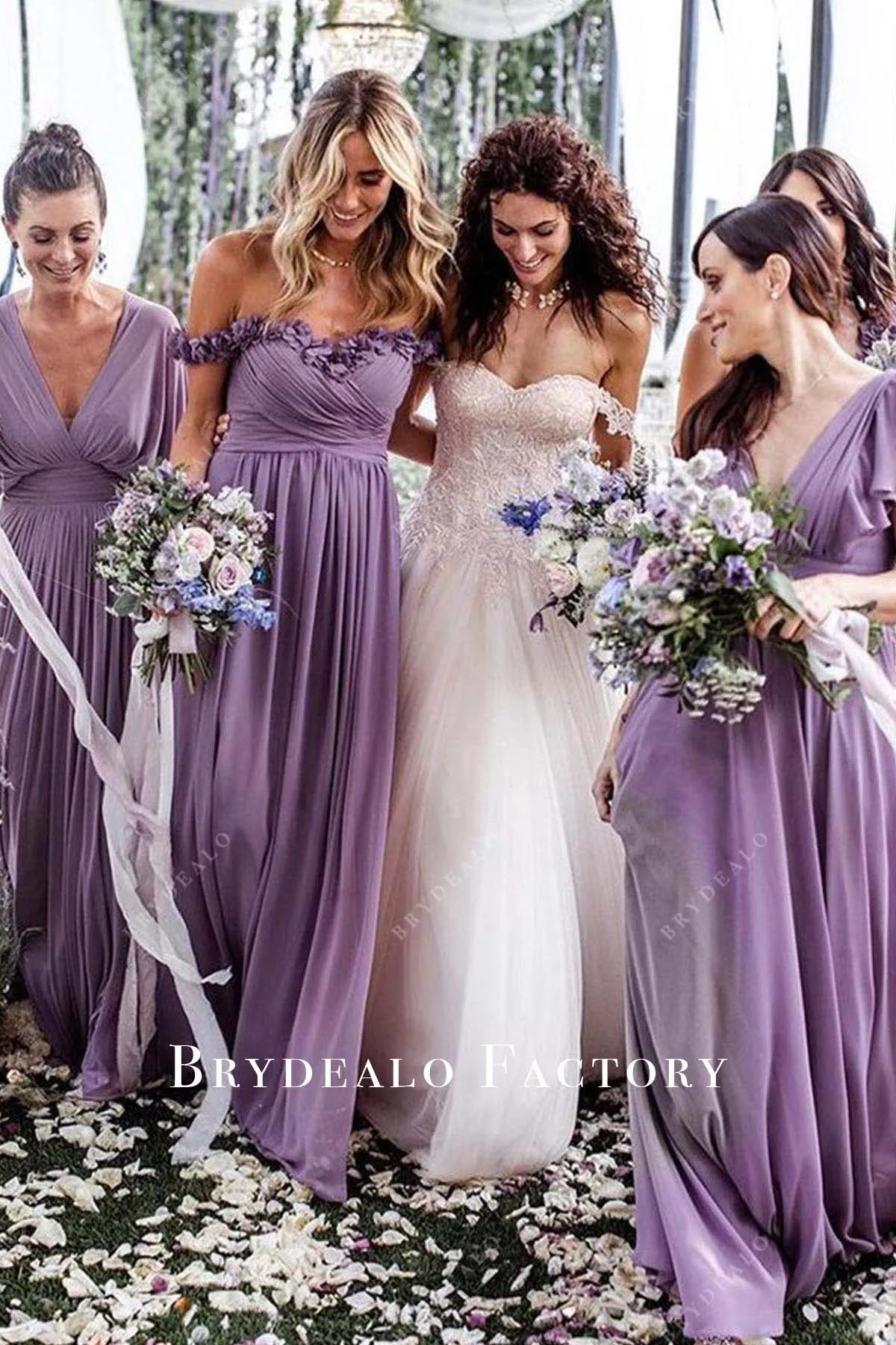 Tahiti Chiffon Floor Length Mismatched Bridesmaid Dresses