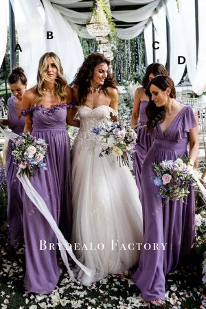Tahiti Chiffon Floor Length Mismatched Bridesmaid Dresses