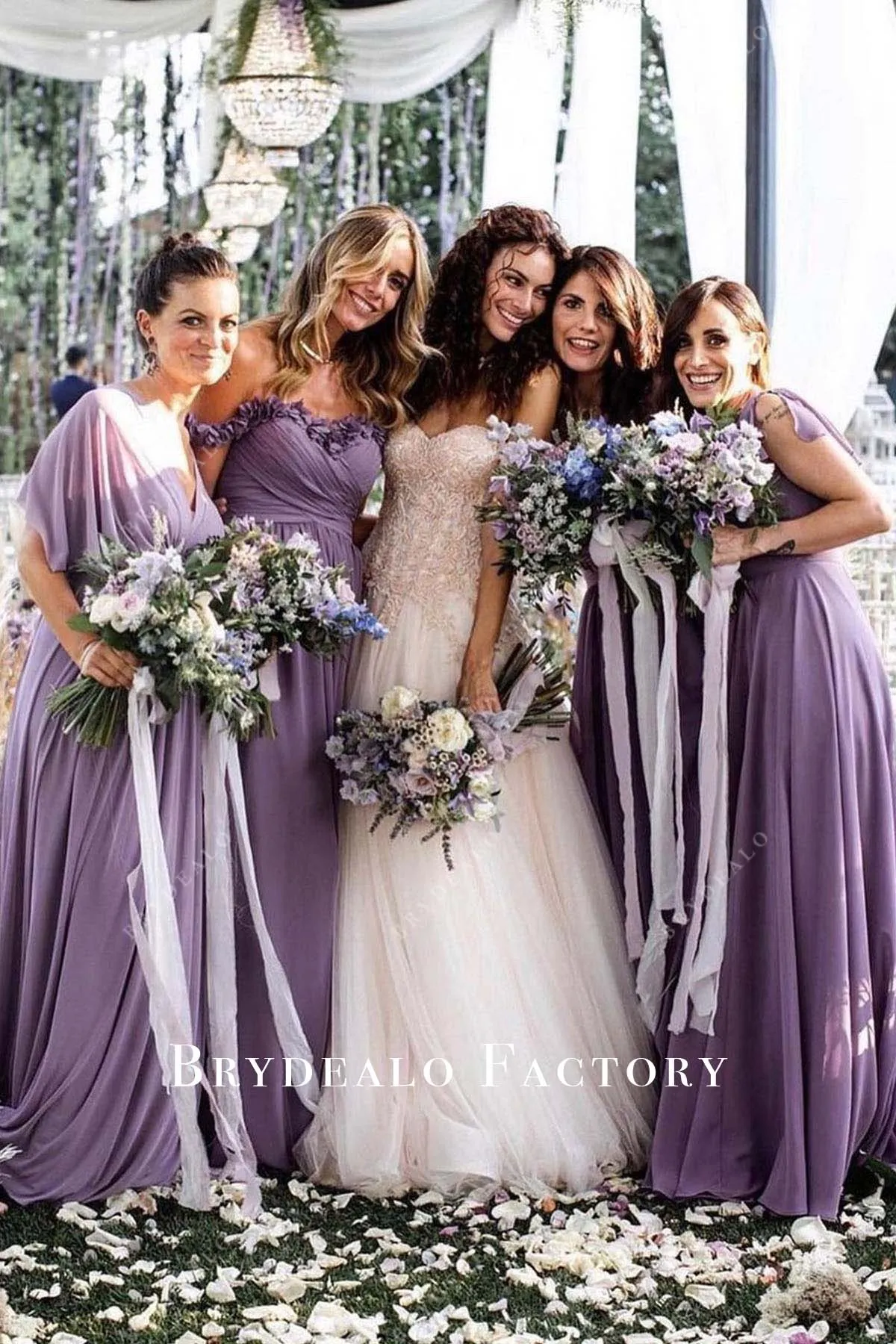 Tahiti Chiffon Floor Length Mismatched Bridesmaid Dresses
