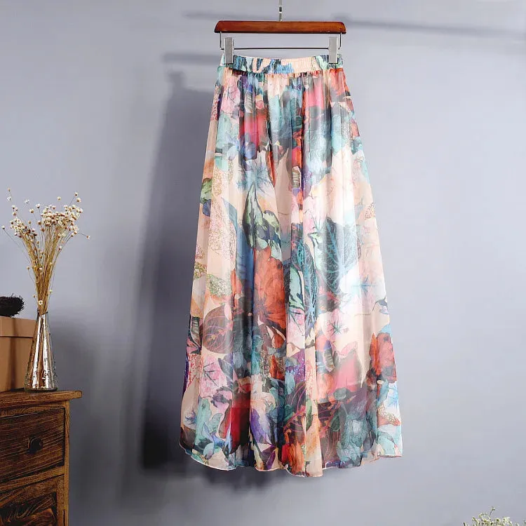 Toleet-Long Skirt for Women, Casual Vintage Clothing, Elegant Bohemian Streetwear, Beach Fashion, Comfortable Y2K Skirts, Summer
