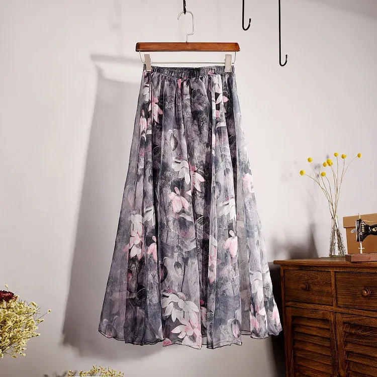 Toleet-Long Skirt for Women, Casual Vintage Clothing, Elegant Bohemian Streetwear, Beach Fashion, Comfortable Y2K Skirts, Summer