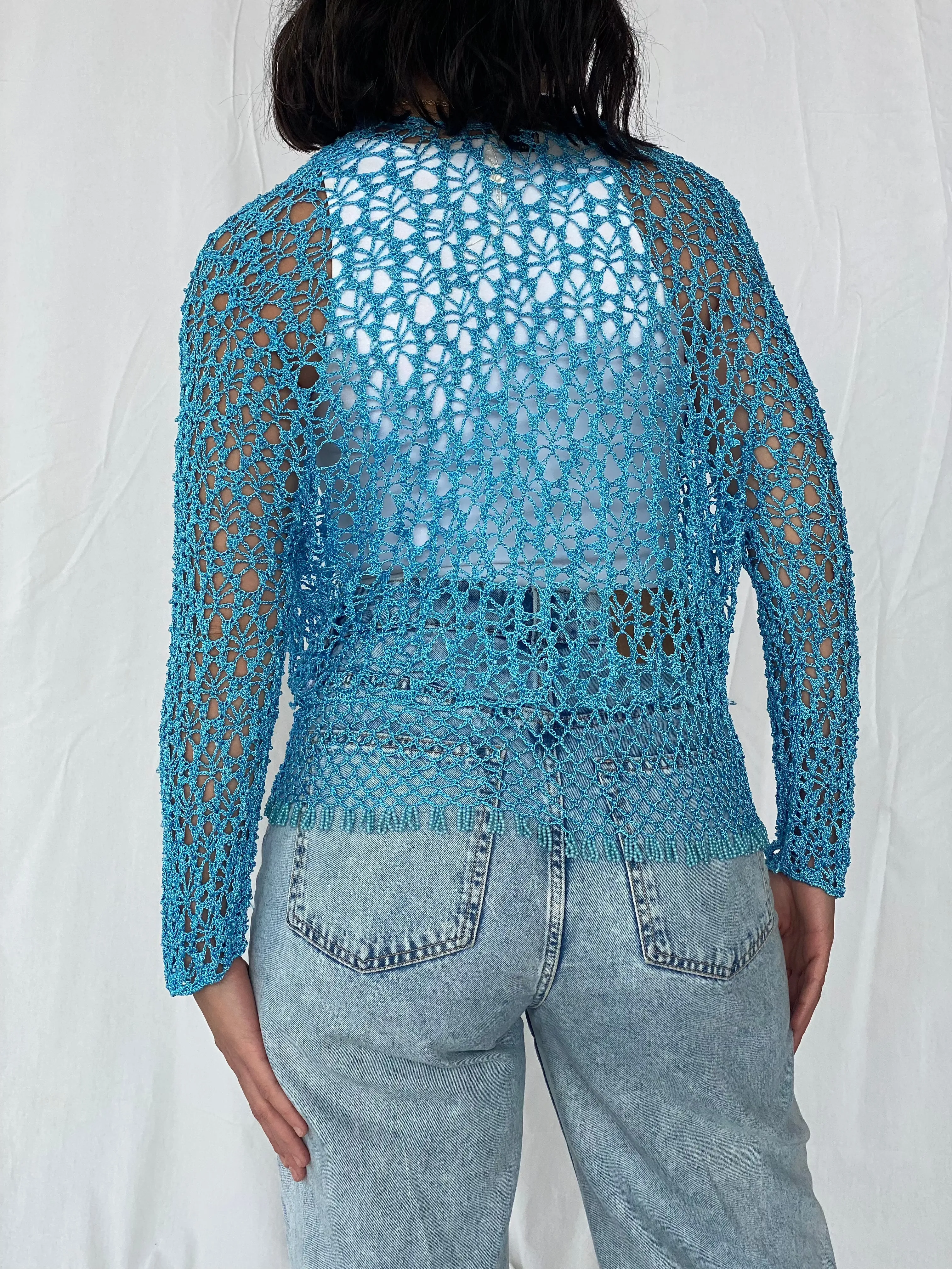 Vintage 90s EASTEX Crochet Cardigan