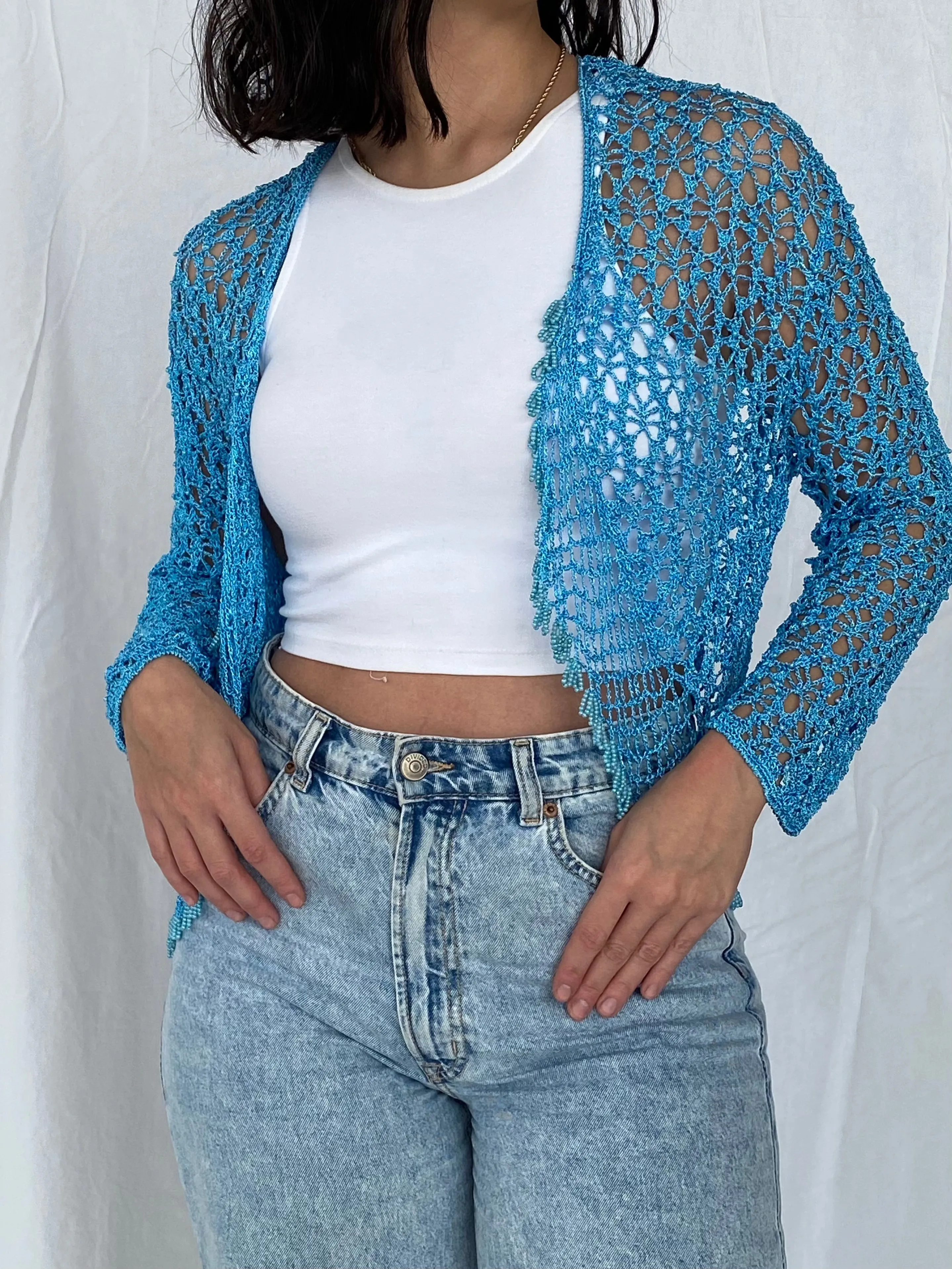 Vintage 90s EASTEX Crochet Cardigan