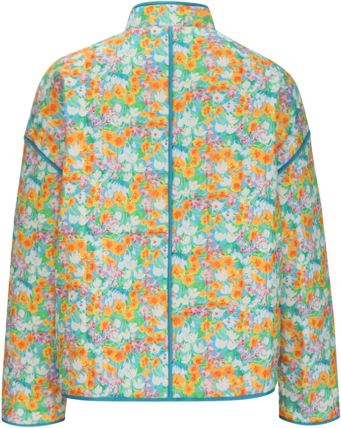 Warm Quilted Jackets For Women Long Sleeve Floral Print Open Front Down Puffer Jacket Retro Long Sleeve Cardigan Coat