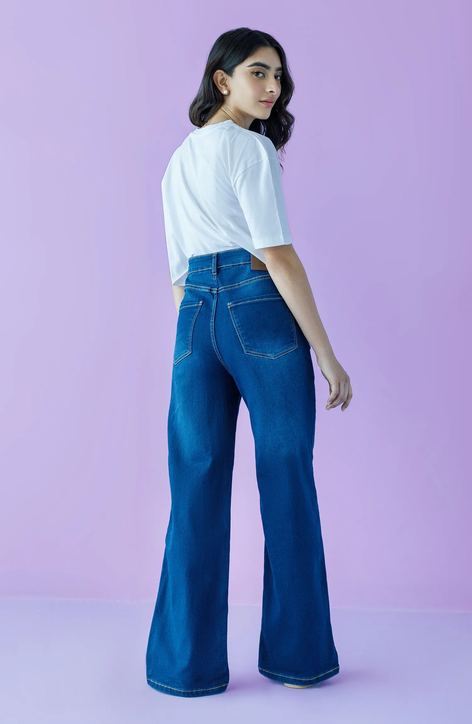 Western 1 Piece Plain Denim Jeans (NW-J-FF-22-004 D.BLUE)