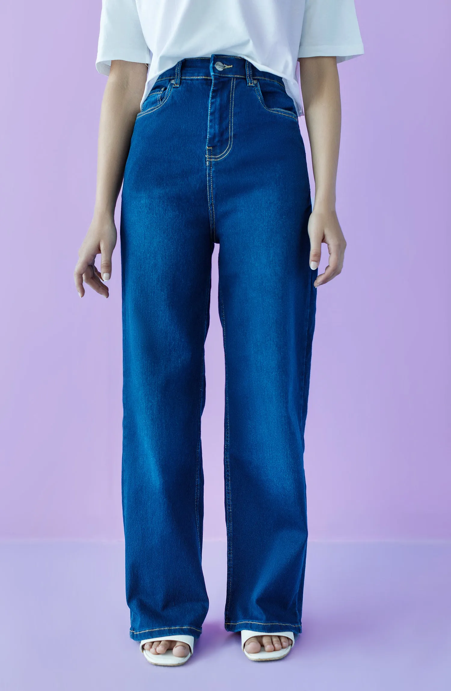 Western 1 Piece Plain Denim Jeans (NW-J-FF-22-004 D.BLUE)