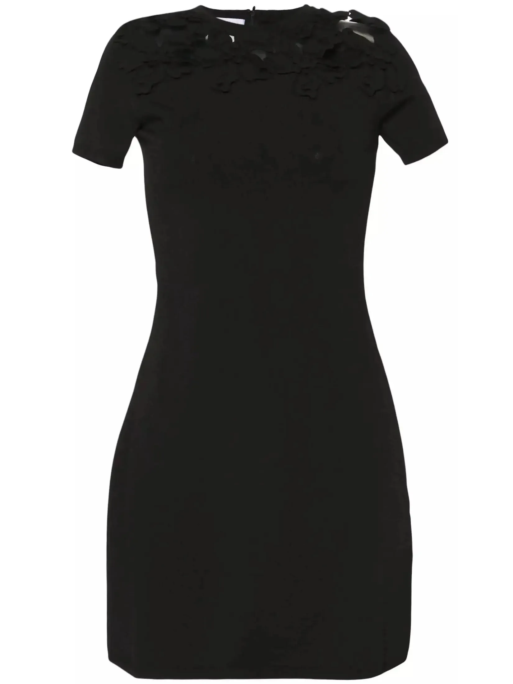 Women’s Black Floral-Appliqué Cotton Mini Dress