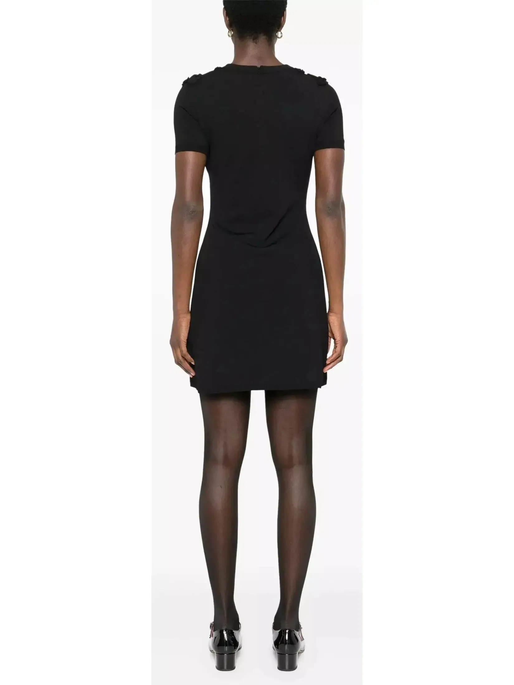 Women’s Black Floral-Appliqué Cotton Mini Dress