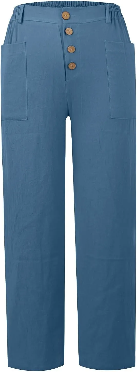 Women's Capri Summer Casual Cropped Lounge Pants Loose Soft Workout Drawstring Baggy Trousers Pants with Pockets