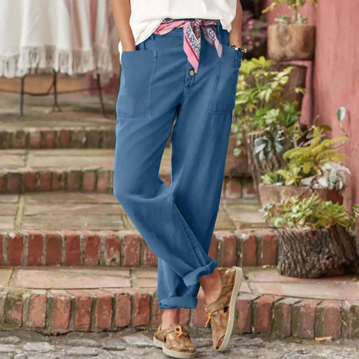 Women's Capri Summer Casual Cropped Lounge Pants Loose Soft Workout Drawstring Baggy Trousers Pants with Pockets