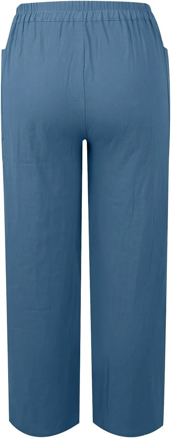 Women's Capri Summer Casual Cropped Lounge Pants Loose Soft Workout Drawstring Baggy Trousers Pants with Pockets
