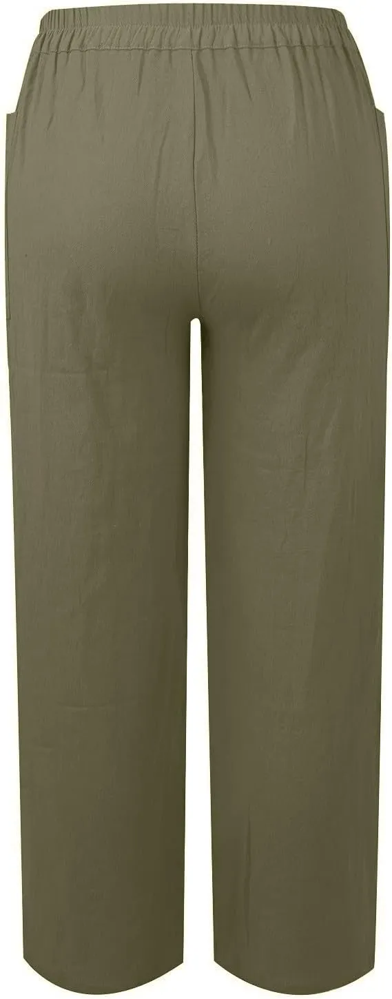 Women's Capri Summer Casual Cropped Lounge Pants Loose Soft Workout Drawstring Baggy Trousers Pants with Pockets