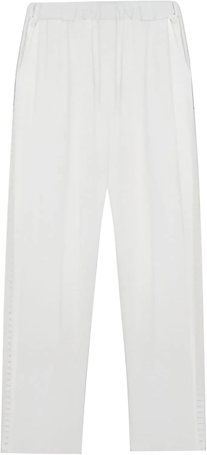 Womens Cotton Linen Casual Long High Waisted Pants Cool Feel Soft Tapered Vacation Lounge Trousers with Pockets