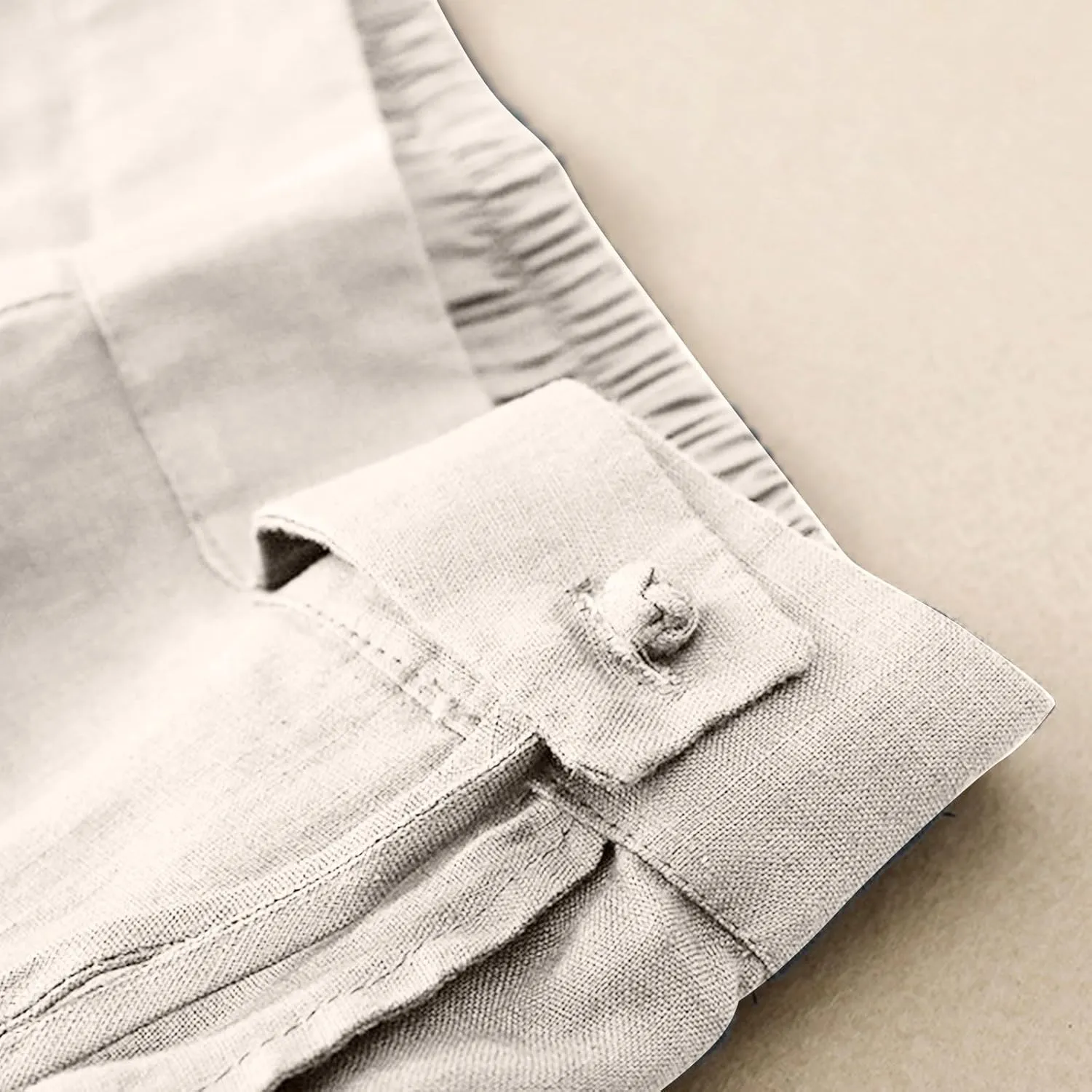 Womens Linen Cropped Pants 2025 Summer Trendy Casual Elastic Waist Jogger Pants Cotton Soft Work Trouser with Pocket