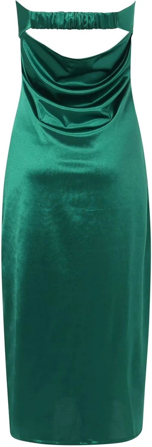 Womens Ribbed Maxi Bodycon Summer Dresses Strapless Tube Party Club Long Dress Womens Summer Strapless Maxi Bodycon Dresses