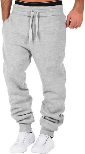 XUETON Men Cargo Jogger Sweatpants Elastic Waist Slim Fit Athletic Jogger Workout Track Pants Drawstring Khaki Chinos Trouser(Grey,Medium)
