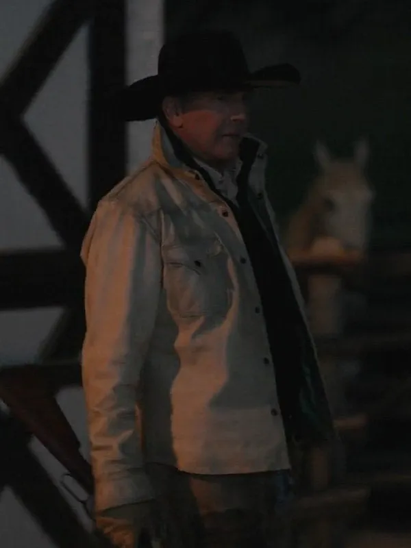 Yellowstone S05 John Dutton Cream White Cotton Jacket